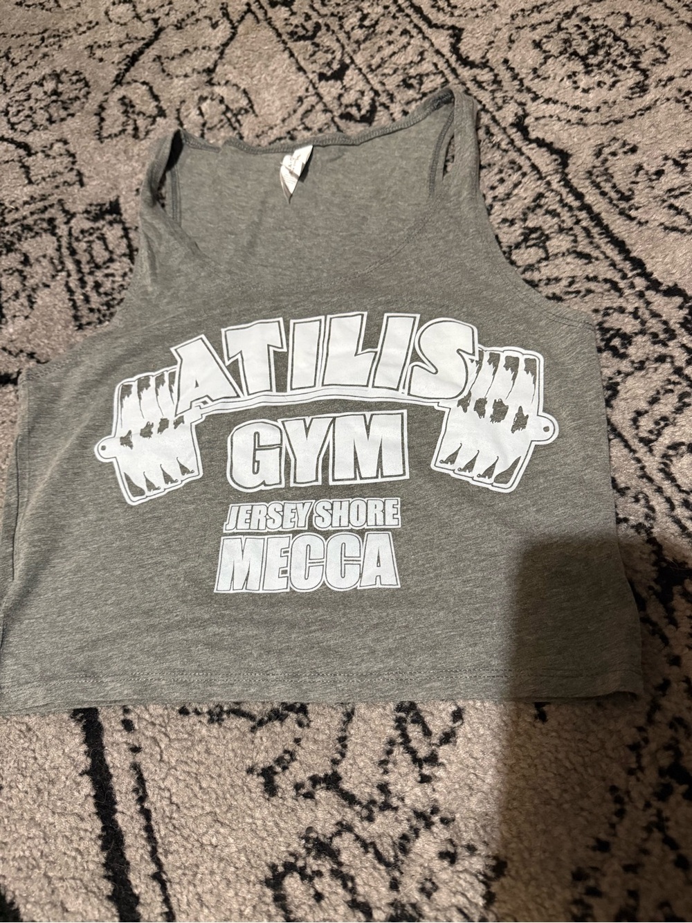 Atlas Gym Jersey Shore MECCA Crop Tank Gray M/L Bella Canvas Never Worn